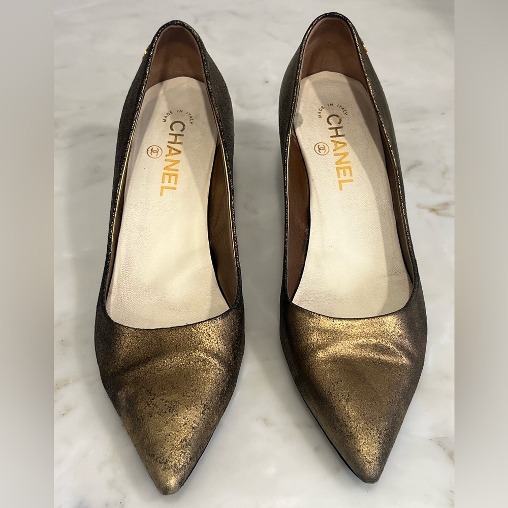 Chanel Metallic Gold Heels